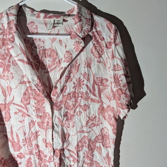 Joie Pink Floral Cotton Button Up Shirt Cottagecore Spring Women's Size Medium - Picture 2 of 6